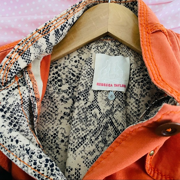 RARE Rebecca Taylor Orange Snake Print Trench Coat - Picture 7 of 9